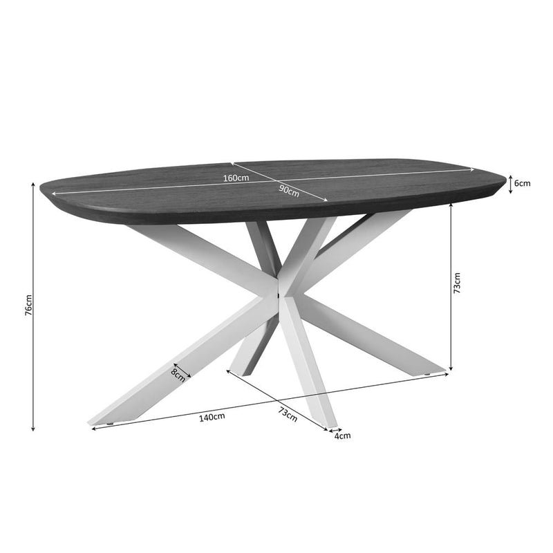 Eettafel Madison Naturel 160 cm Deens ovaal 160x90x76 cm-Eettafels-Starfurn