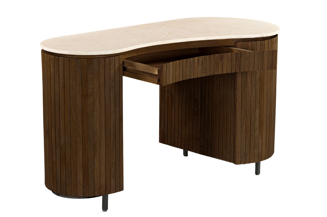 Eettafel Mangohout Beige 136x60 cm - Beige, bruin - 31636-Eettafels-Brix