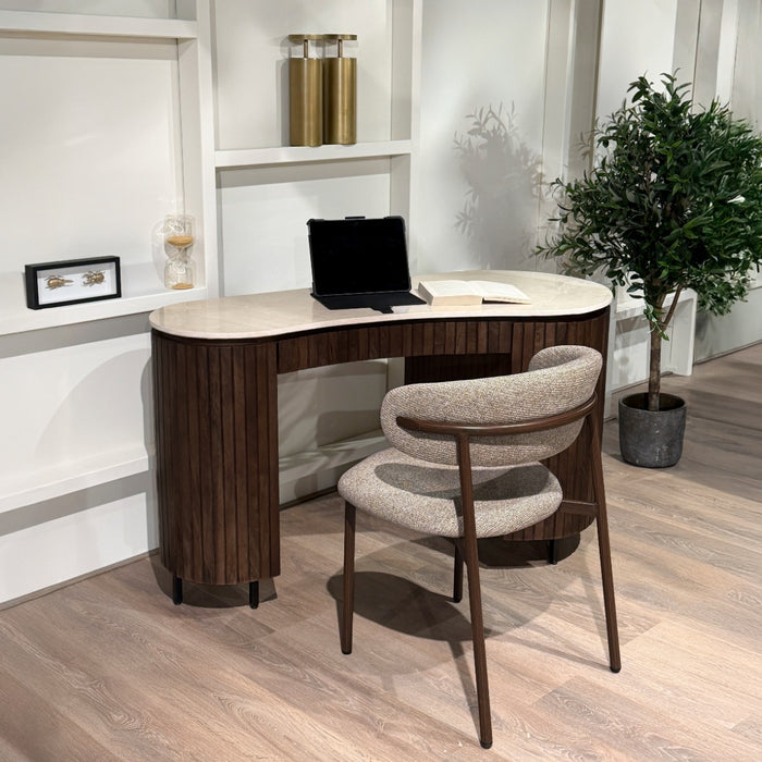 Eettafel Mangohout Beige 136x60 cm - Beige, bruin - 31636-Eettafels-Brix