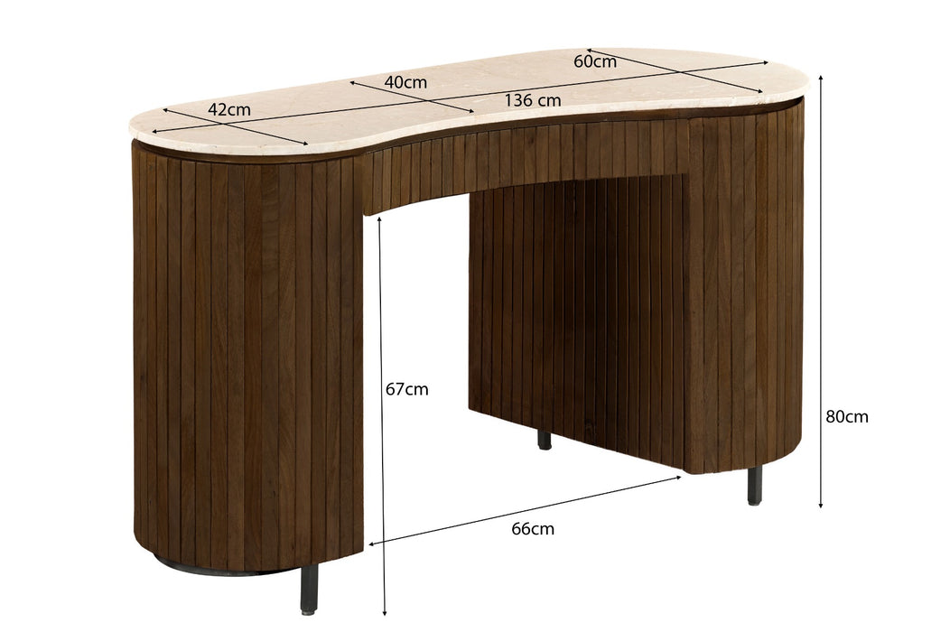 Eettafel Mangohout Beige 136x60 cm - Beige, bruin - 31636-Eettafels-Brix