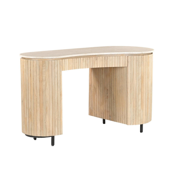 Eettafel Mangohout Beige 136x60 cm - Beige, naturel hout - 31637-Eettafels-Brix