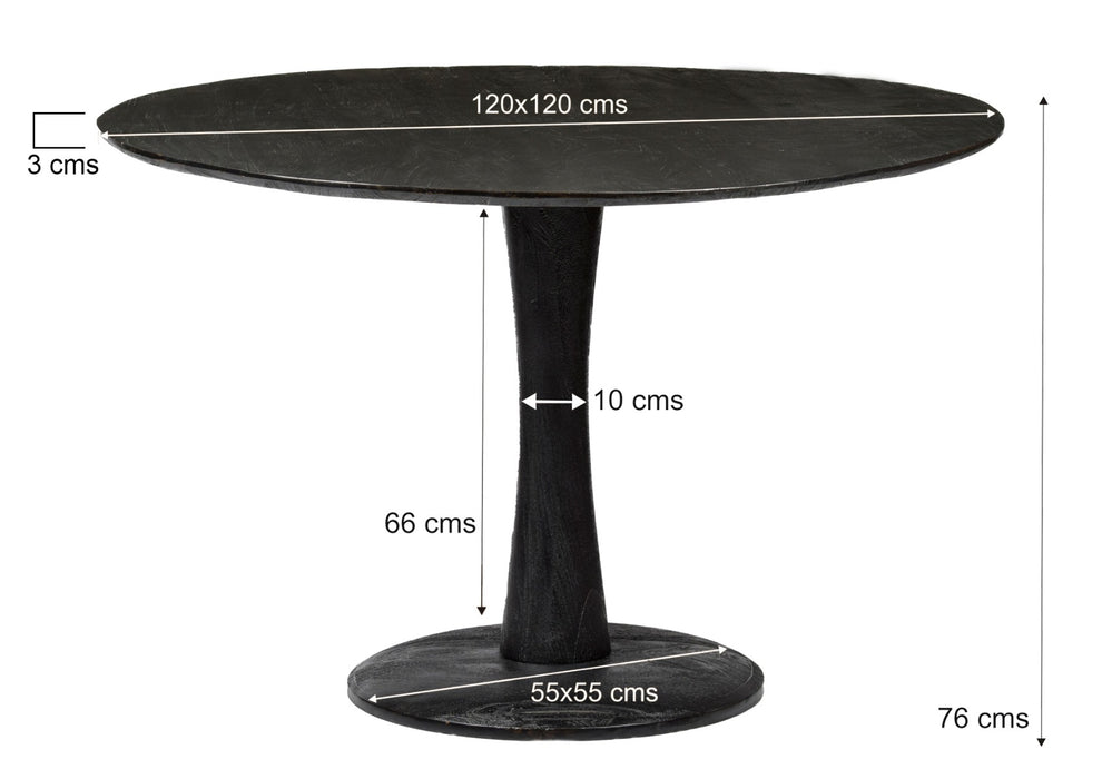Eettafel Mangohout Zwart 120 cm-Eettafels-Brix