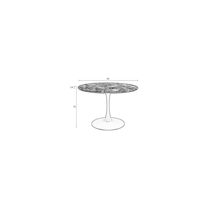 Eettafel Maru MDF Wit Ø110x75 cm