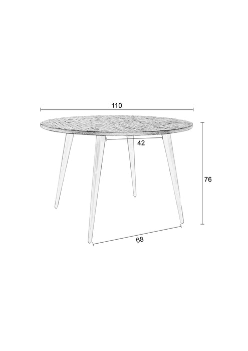 Eettafel Mo 110 Teak Hout Naturel Ø110x76 cm-Eettafels-Creating Home