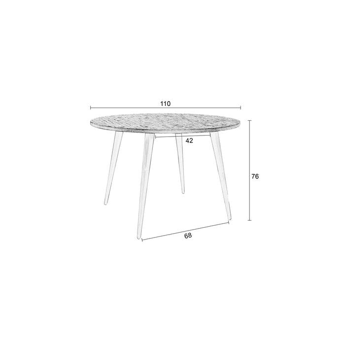 Eettafel Mo 110 Teak Hout Naturel Ø110x76 cm-Eettafels-Creating Home