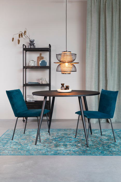 Eettafel Mo 110' Teak Hout Zwart Ø110x76 cm-Eettafels-Creating Home