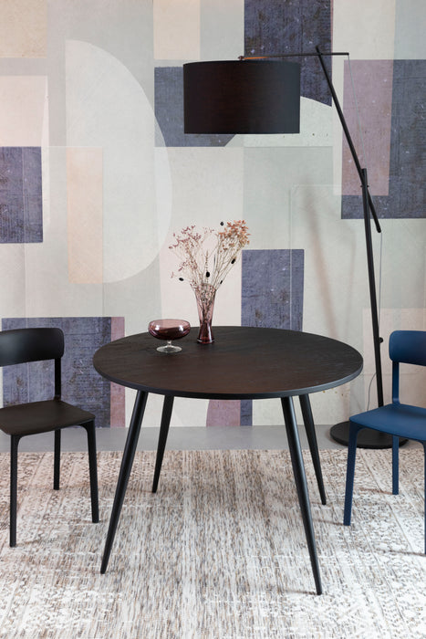 Eettafel Mo 110' Teak Hout Zwart Ø110x76 cm-Eettafels-Creating Home