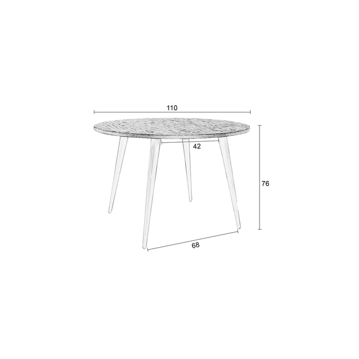 Eettafel Mo 110' Teak Hout Zwart Ø110x76 cm