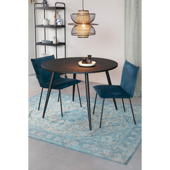 Eettafel Mo 110' Teak Hout Zwart Ø110x76 cm-Eettafels-Creating Home