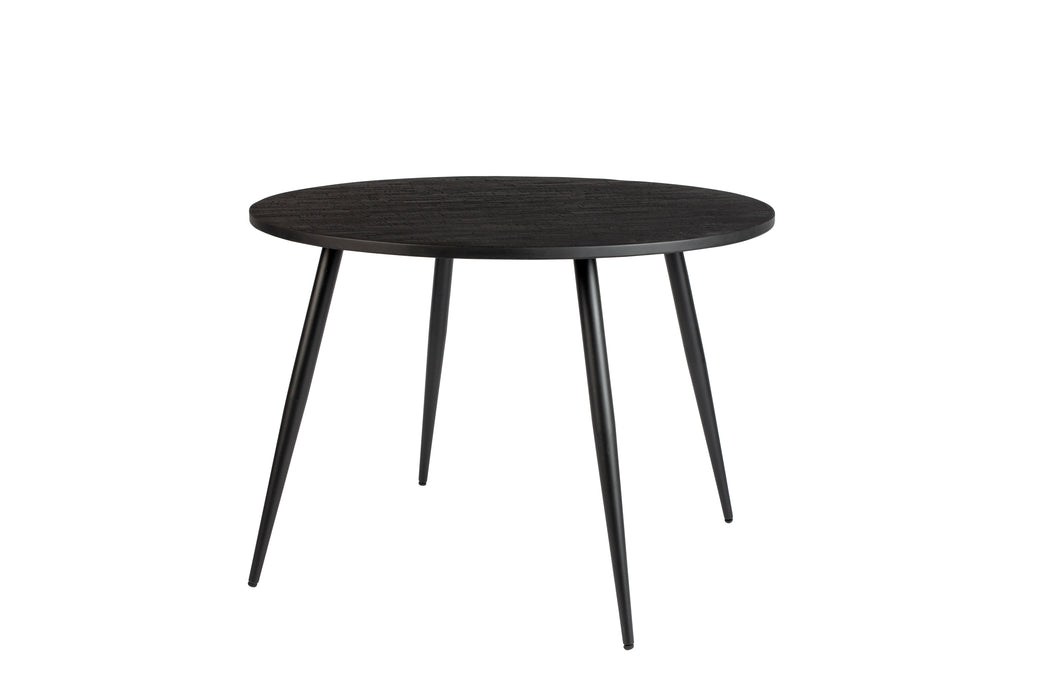 Eettafel Mo 110' Teak Hout Zwart Ø110x76 cm-Eettafels-Creating Home