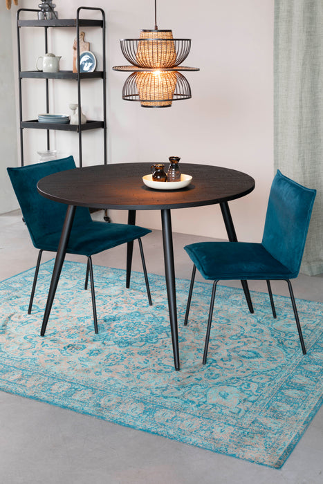 Eettafel Mo 110' Teak Hout Zwart Ø110x76 cm-Eettafels-Creating Home