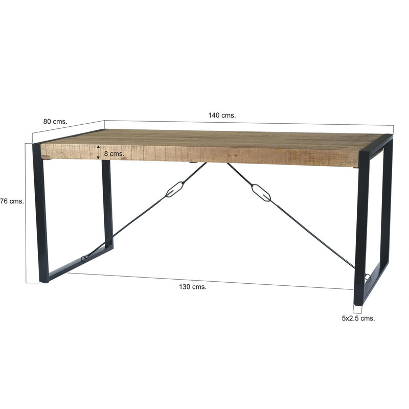 Eettafel Nairobi Mangohout Naturel hout 140x80 cm-Eettafels-Livingfurn