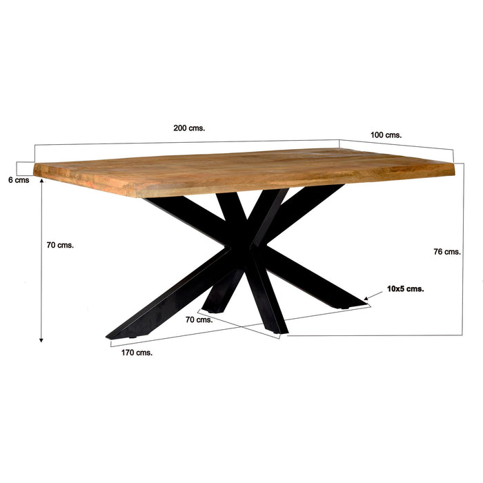 Eettafel Nairobi Mangohout Naturel hout 180x90 cm-Eettafels-Livingfurn