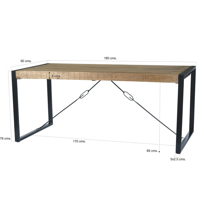 Eettafel Nairobi Mangohout Naturel hout 180x90 cm-Eettafels-Livingfurn