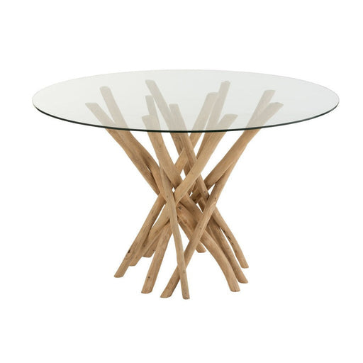 Eettafel Naturel Glas Rond 120 cm 120x120x75 cm-Eettafels-J-Line