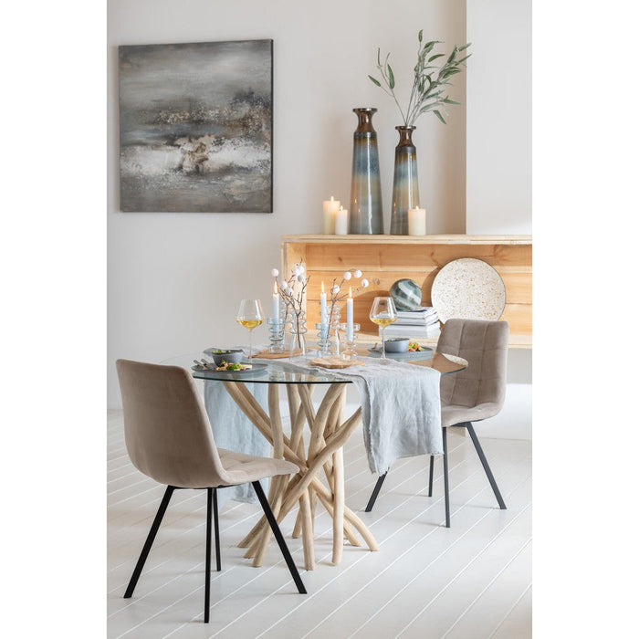 Eettafel Naturel Glas Rond 120 cm-Eettafels-J-Line