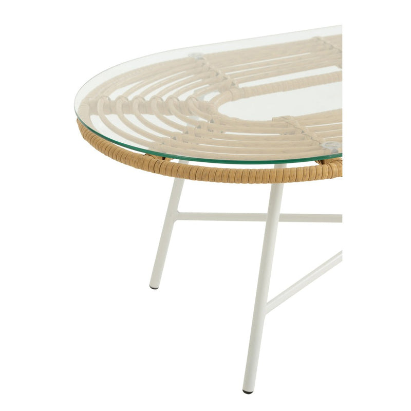 Eettafel Naturel Rotan Ovaal 50x90 cm-Eettafels-J-Line