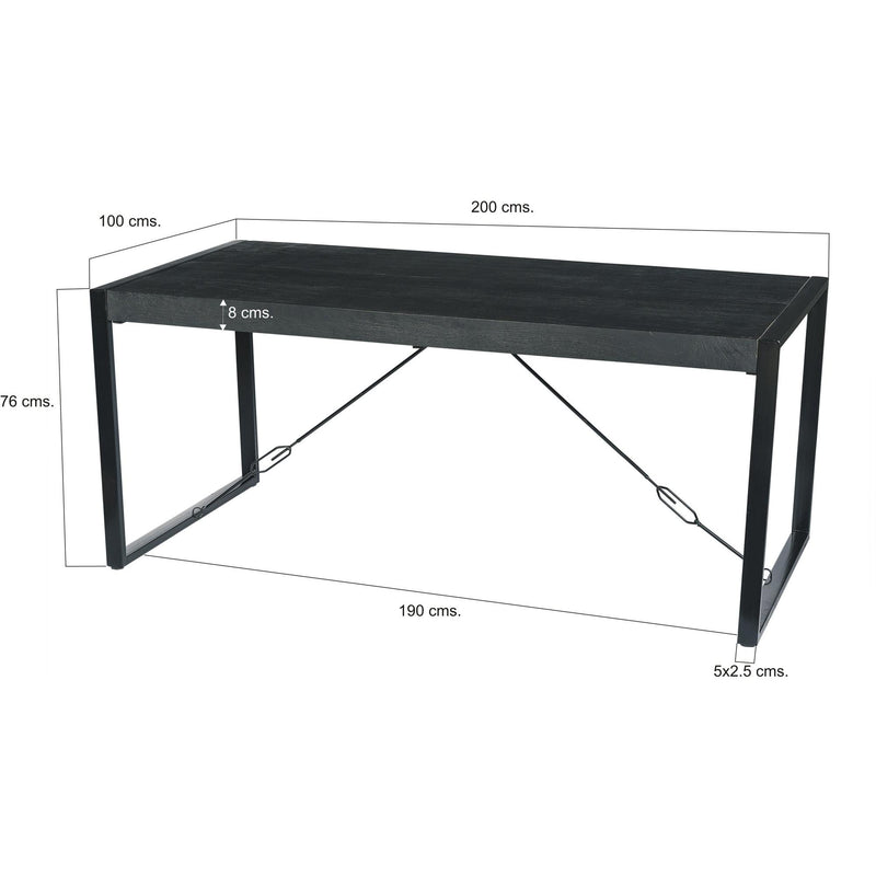 Eettafel Norris Mangohout Zwart 140x80 cm-Eettafels-Livingfurn