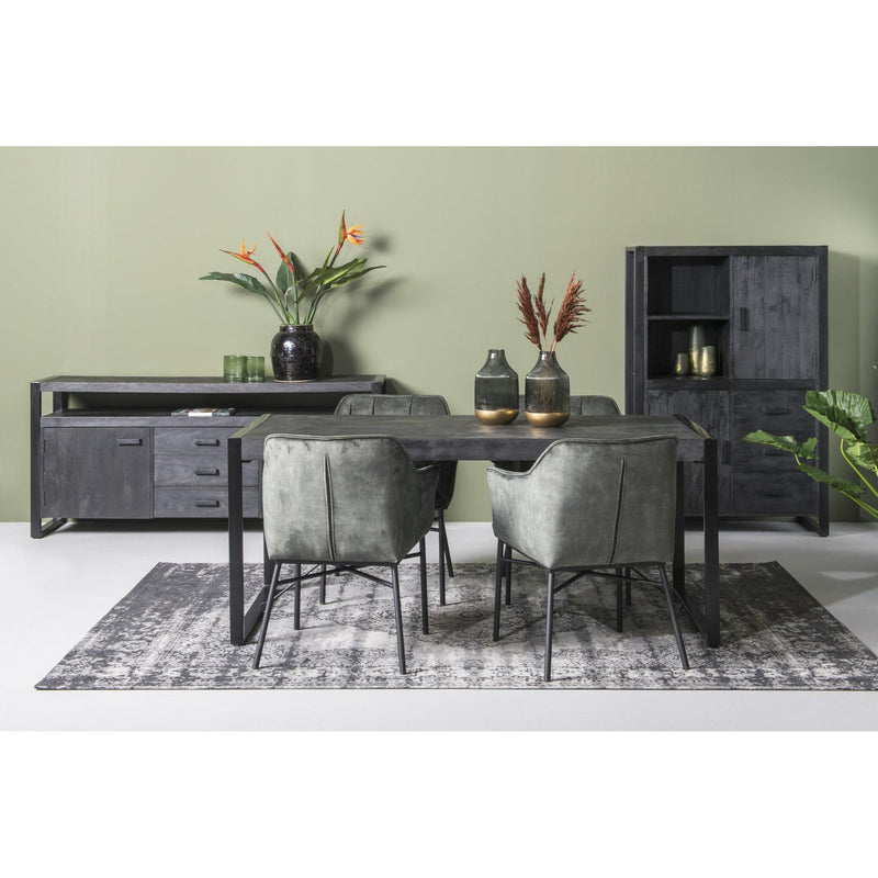 Eettafel Norris Mangohout Zwart 180x90 cm 12399-Eettafels-Livingfurn