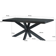 Eettafel Norris Mangohout Zwart 180x90 cm 12447-Eettafels-Livingfurn