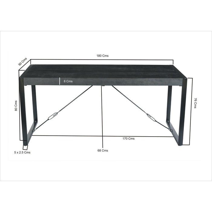 Eettafel Norris Mangohout Zwart 180x90 cm-Eettafels-Livingfurn