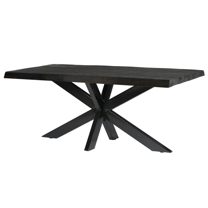Eettafel Norris Mangohout Zwart 180x90 cm-Eettafels-Livingfurn
