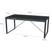 Eettafel Norris Mangohout Zwart 220x100 cm 12400-Eettafels-Livingfurn
