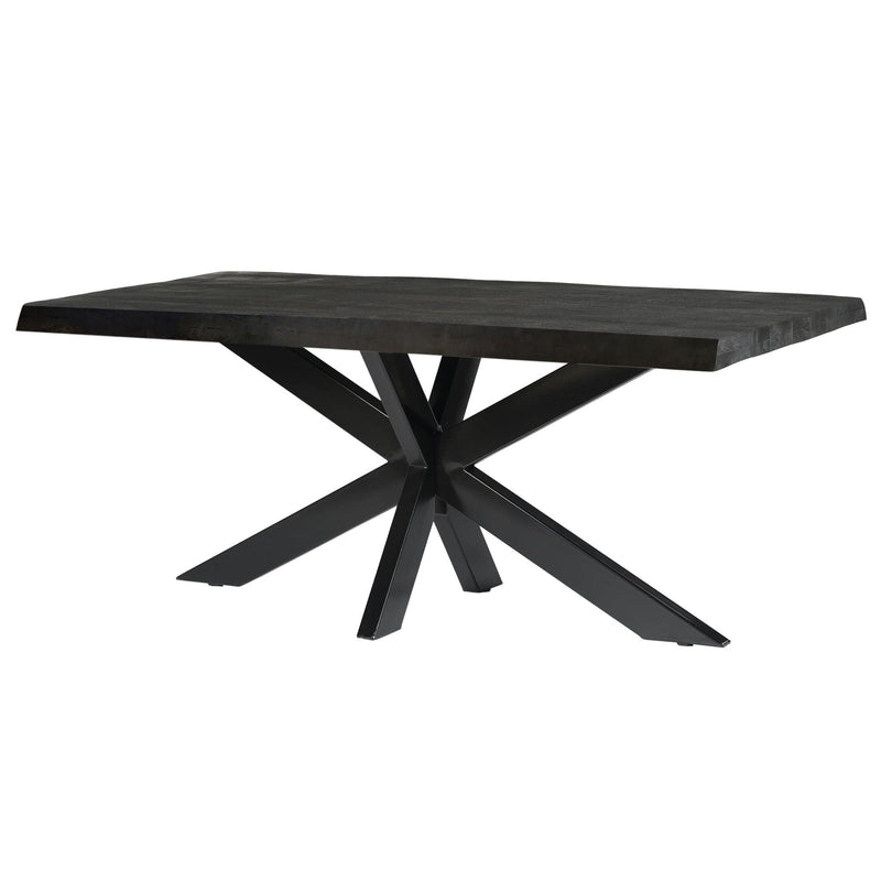 Eettafel Norris Mangohout Zwart 220x100 cm 12448-Eettafels-Livingfurn