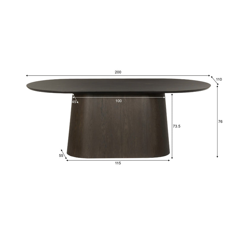 Eettafel Novero Eikenhout fineer Bruin 200x110 cm-Eettafels-Livingfurn