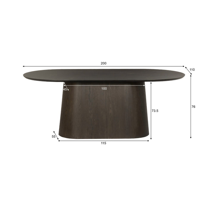 Eettafel Novero Eikenhout fineer Bruin 200x110 cm-Eettafels-Livingfurn