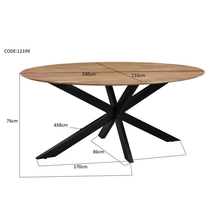 Eettafel Oslo Acaciahout Naturel hout 240x110 cm-Eettafels-Livingfurn