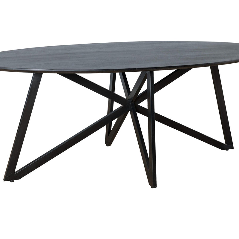 Eettafel Oslo Acaciahout Zwart 200x100 cm-Eettafels-Livingfurn