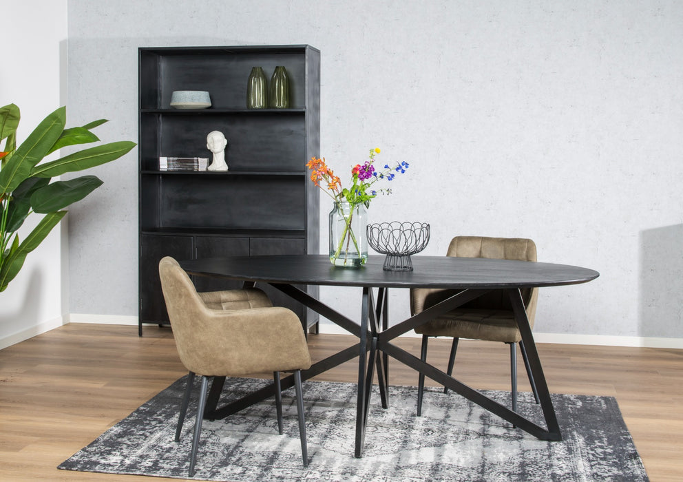 Eettafel Oslo Acaciahout Zwart 200x100 cm-Eettafels-Livingfurn