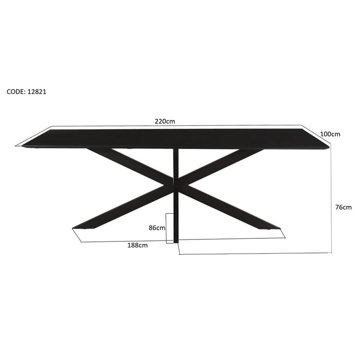 Eettafel Oslo Acaciahout Zwart 220x100 cm-Eettafels-Livingfurn
