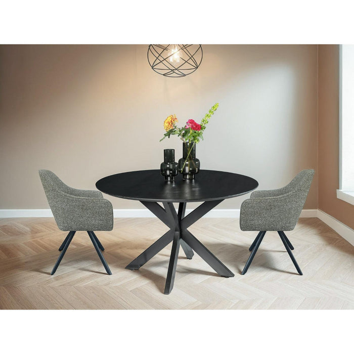 Eettafel Oslo Mangohout Zwart 120 cm 120x120x76 cm-Eettafels-Livingfurn