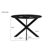 Eettafel Oslo Mangohout Zwart 120 cm 120x120x76 cm-Eettafels-Livingfurn