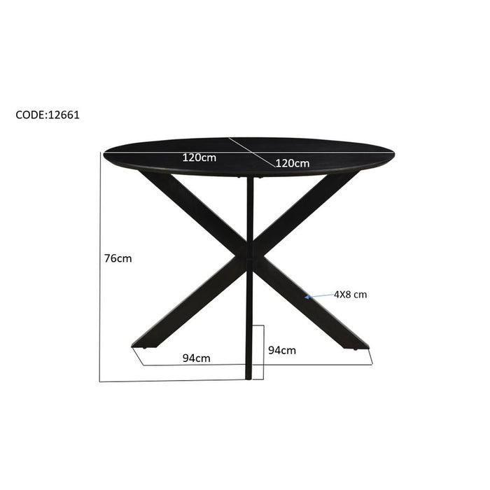 Eettafel Oslo Mangohout Zwart 120 cm 120x120x76 cm-Eettafels-Livingfurn