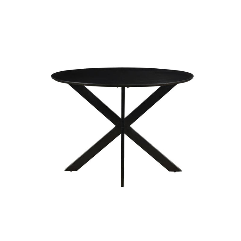 Eettafel Oslo Mangohout Zwart 130 cm 130x130x76 cm-Eettafels-Livingfurn