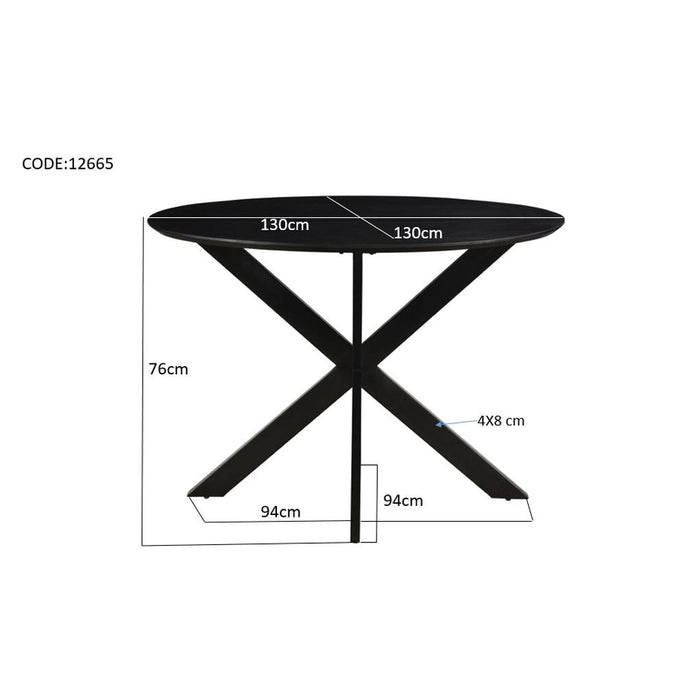 Eettafel Oslo Mangohout Zwart 130 cm 130x130x76 cm-Eettafels-Livingfurn
