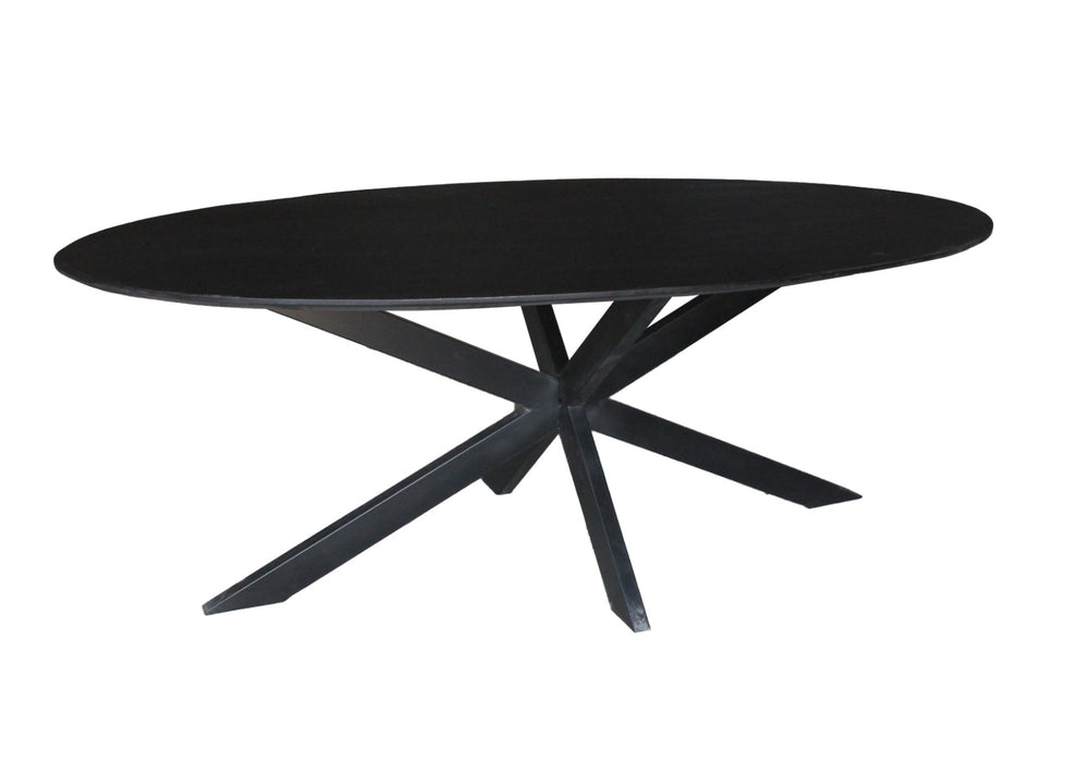 Eettafel Oslo Mangohout Zwart 210x100 cm-Eettafels-Livingfurn