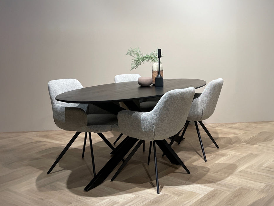 Eettafel Oslo Mangohout Zwart 210x100 cm-Eettafels-Livingfurn