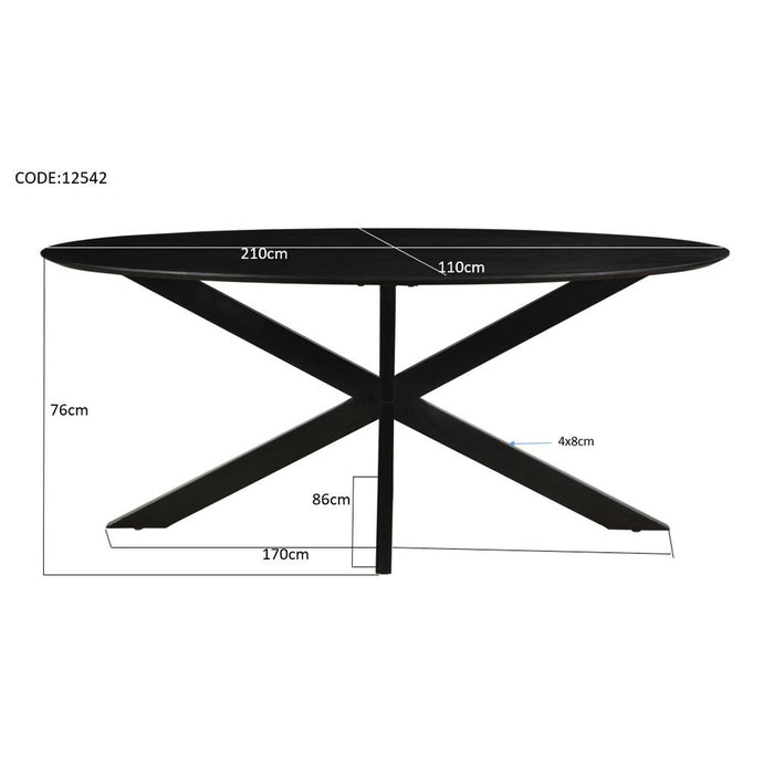 Eettafel Oslo Mangohout Zwart 210x100 cm-Eettafels-Livingfurn
