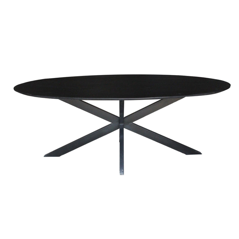 Eettafel Oslo Mangohout Zwart 210x100 cm-Eettafels-Livingfurn