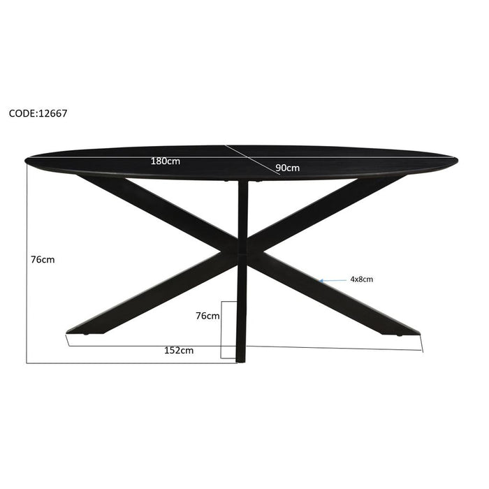 Eettafel Oslo Zwart 180x90 cm-Eettafels-Livingfurn