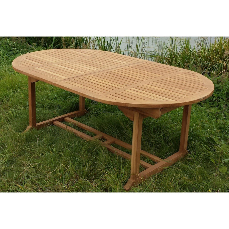 Eettafel Oval Extension Teakhout Naturel hout 180-180x100 cm-Eettafels-Livingfurn