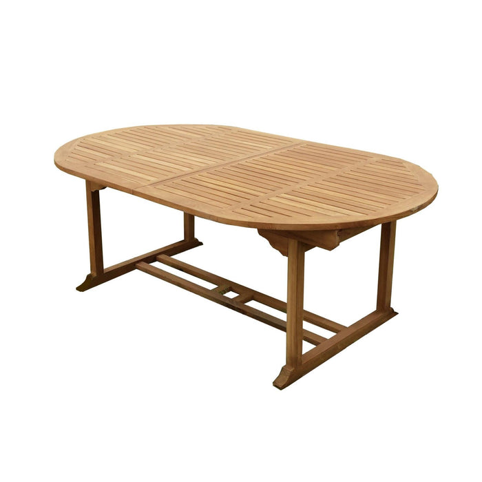 Eettafel Oval Extension Teakhout Naturel hout 180-180x100 cm-Eettafels-Livingfurn