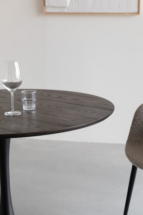 Eettafel Raku MDF,Teak veneer Zwart Ø110x75 cm-Eettafels-Creating Home