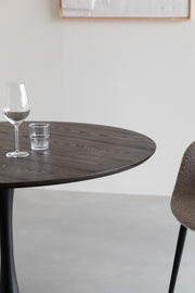 Eettafel Raku MDF,Teak veneer Zwart Ø110x75 cm-Eettafels-Creating Home