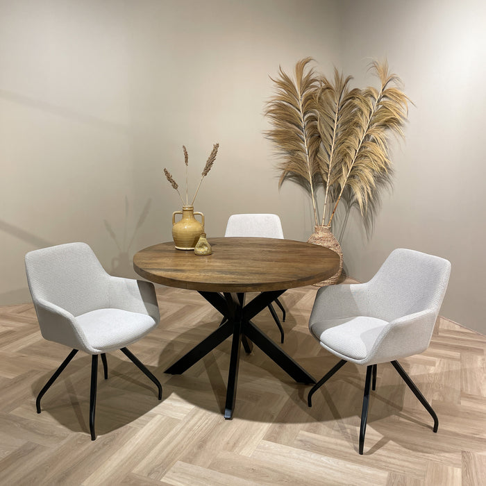 Eettafel Rocky Mangohout Naturel hout 120 cm-Eettafels-Livingfurn