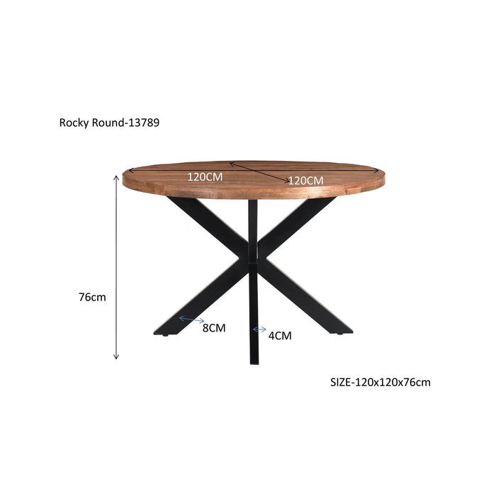 Eettafel Rocky Mangohout Naturel hout 120 cm-Eettafels-Livingfurn